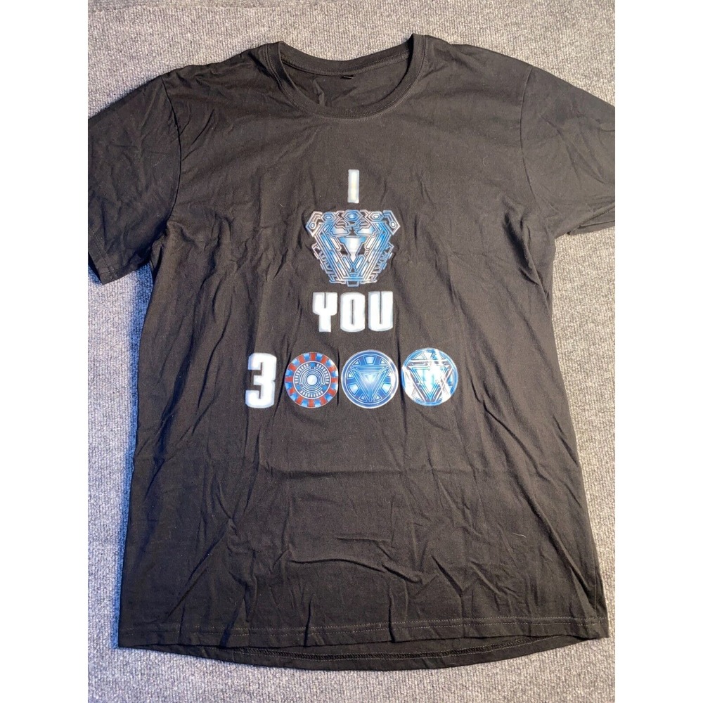 I Love You 3000 Marvel Iron Man Tee Shirt Men 2XL Black Short Sleeve Crew Neck